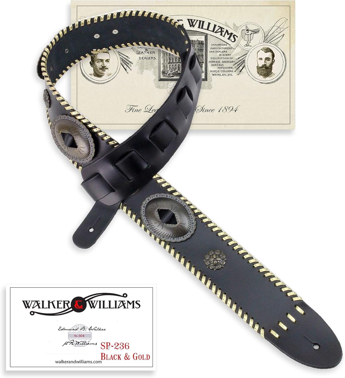 Walker & Williams SP-236 Black Thick Italian Grain Leather Strap