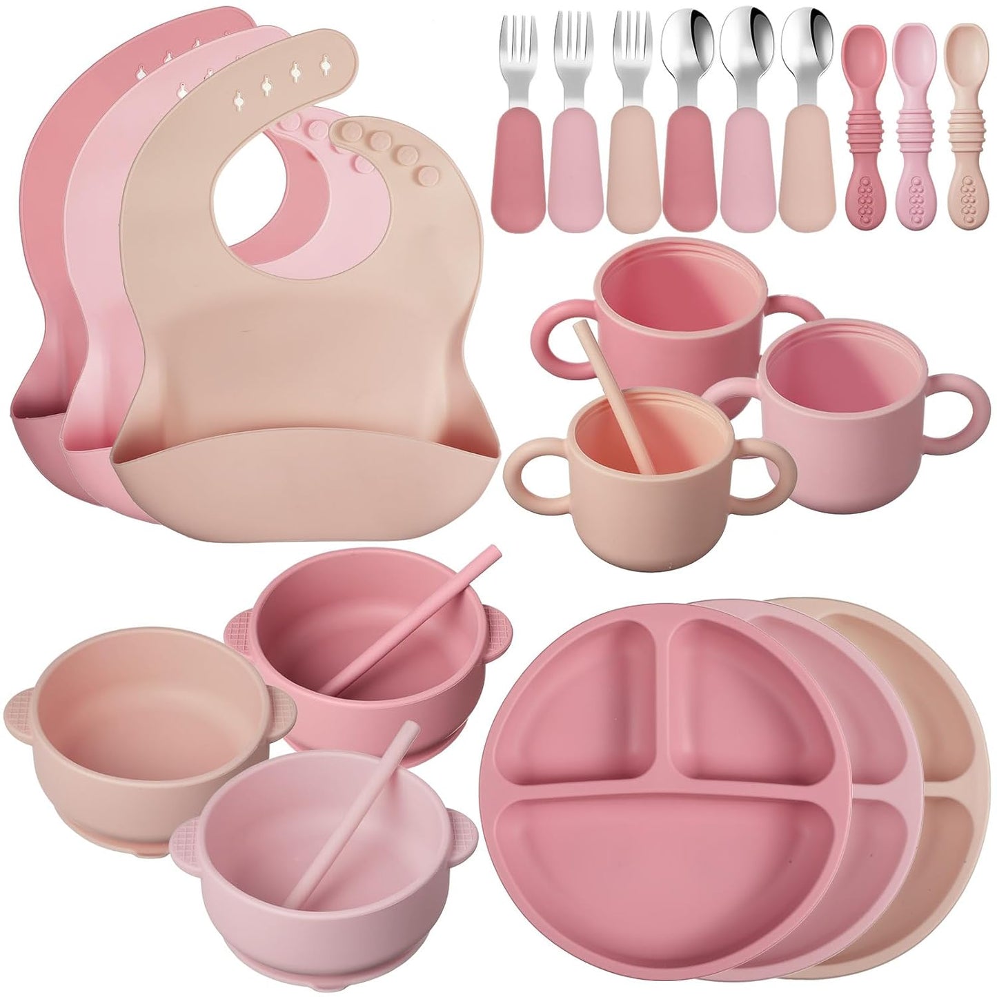 24 Pack Silicone Baby Feeding Set for Easy Self Feeding