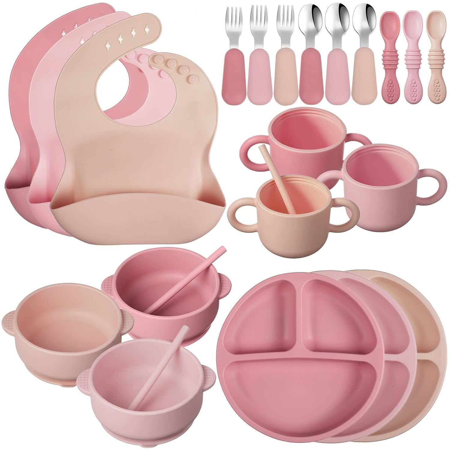 24 Pack Silicone Baby Feeding Set for Easy Self Feeding