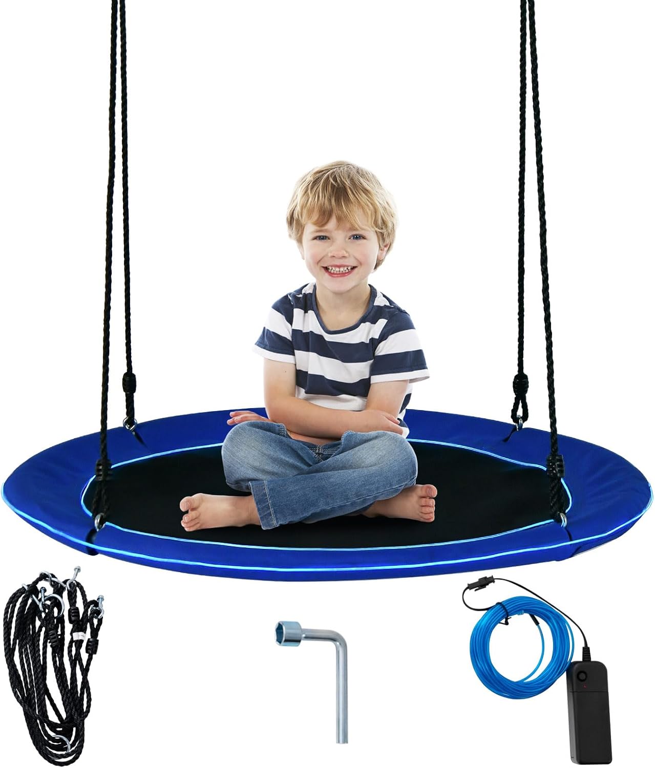 HONEY JOY 40 LED Saucer Swing: Waterproof, 8 Light Modes