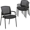 Office Reception Guest Chair Mesh Back Stacking - 4 Pack Comfort
