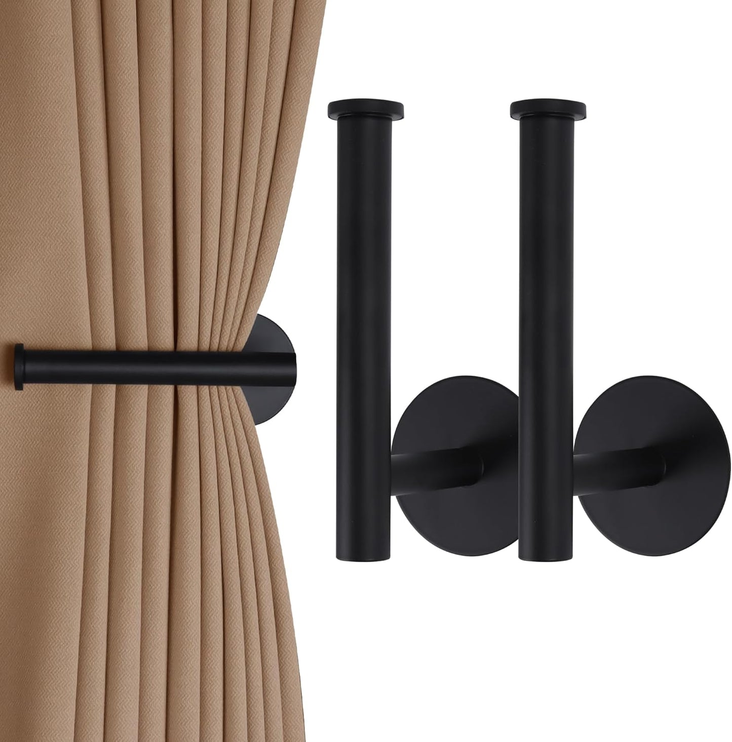 Easy Install Adhesive Curtain Holdbacks - Set of 2
