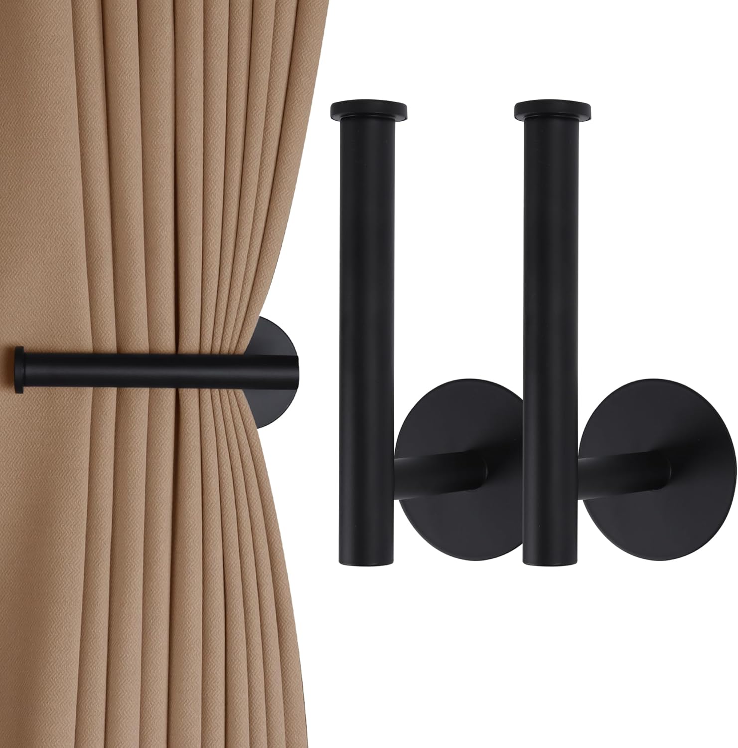 Easy Install Adhesive Curtain Holdbacks - Set of 2
