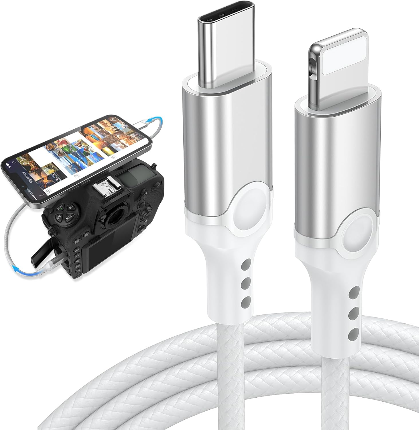 MFi Certified Lightning to USB C Camera Adapter - Import Media Seamlessly!