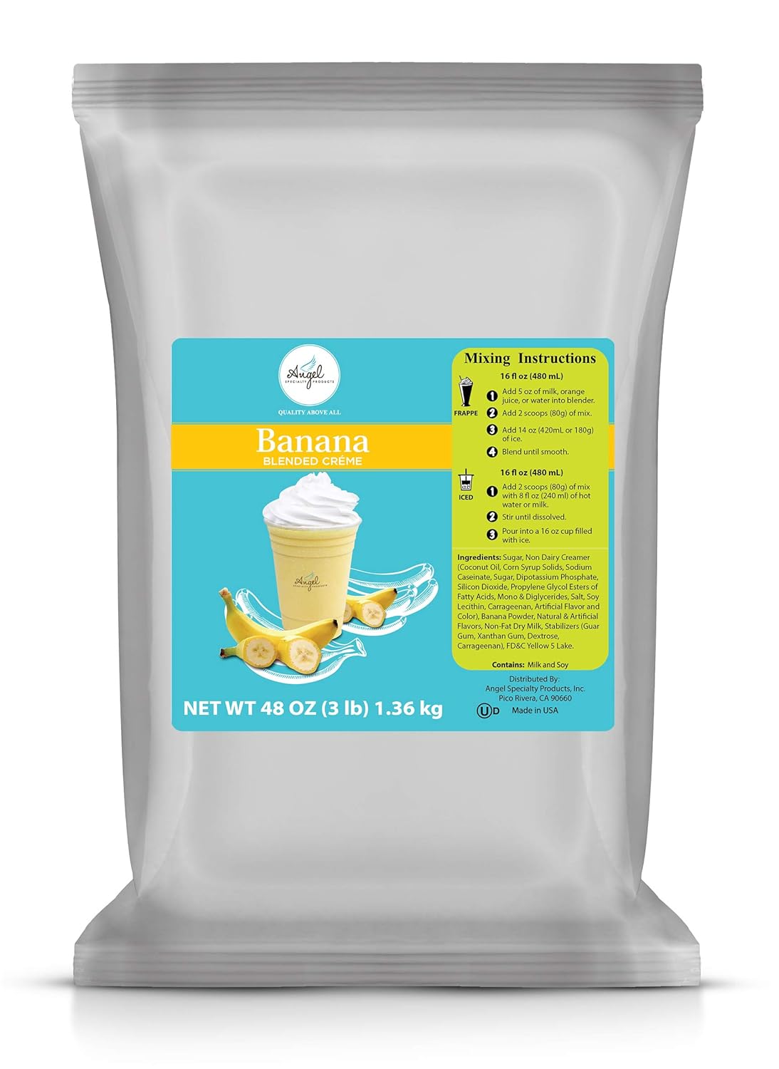 Banana Blended Smoothie Frappe Powder Mix by Angel Specialty Products