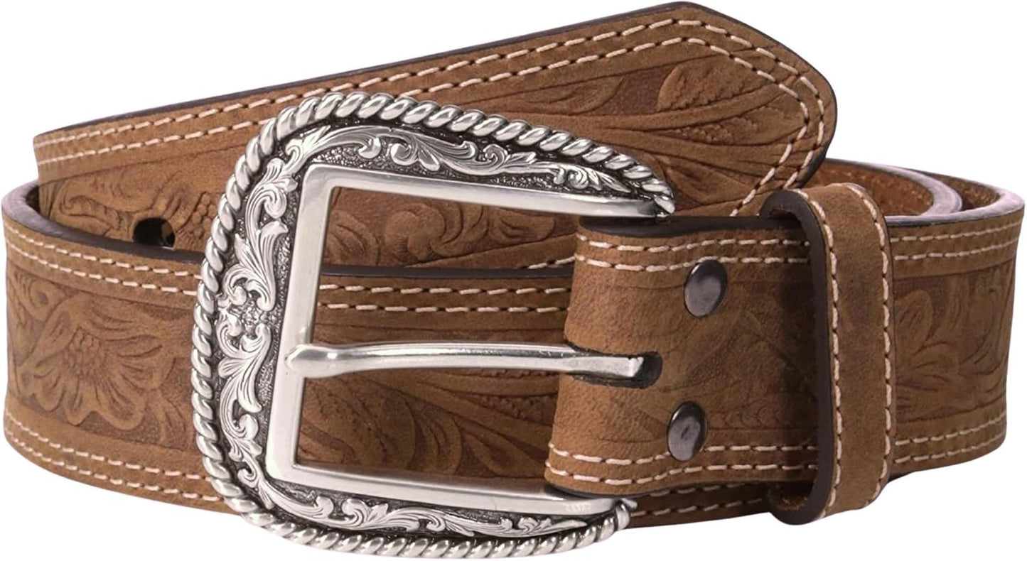 ARIAT Men's Floral Stamped Leather Belt for Stylish Comfort