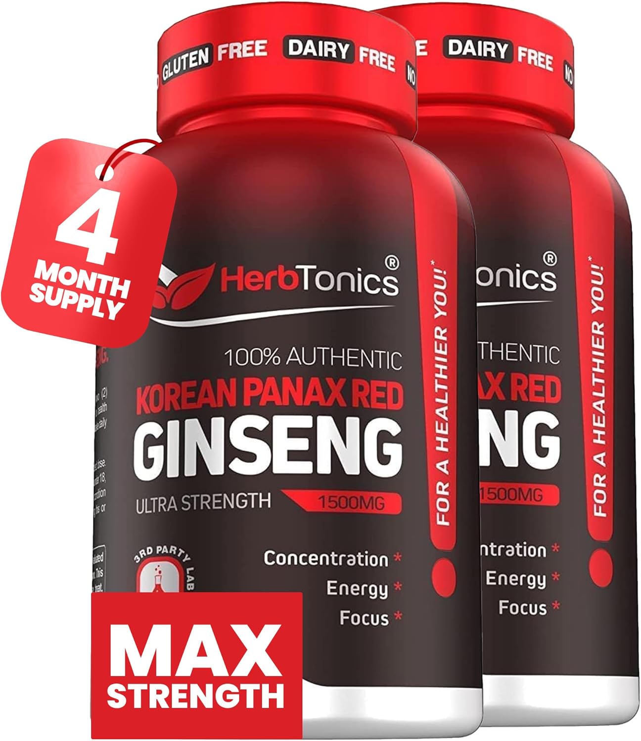 Korean Red Panax Ginseng 1500mg for Energy and Focus