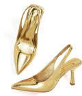 Women's Satin Slingback Kitten Heel Pumps - Pointed Stiletto 3in