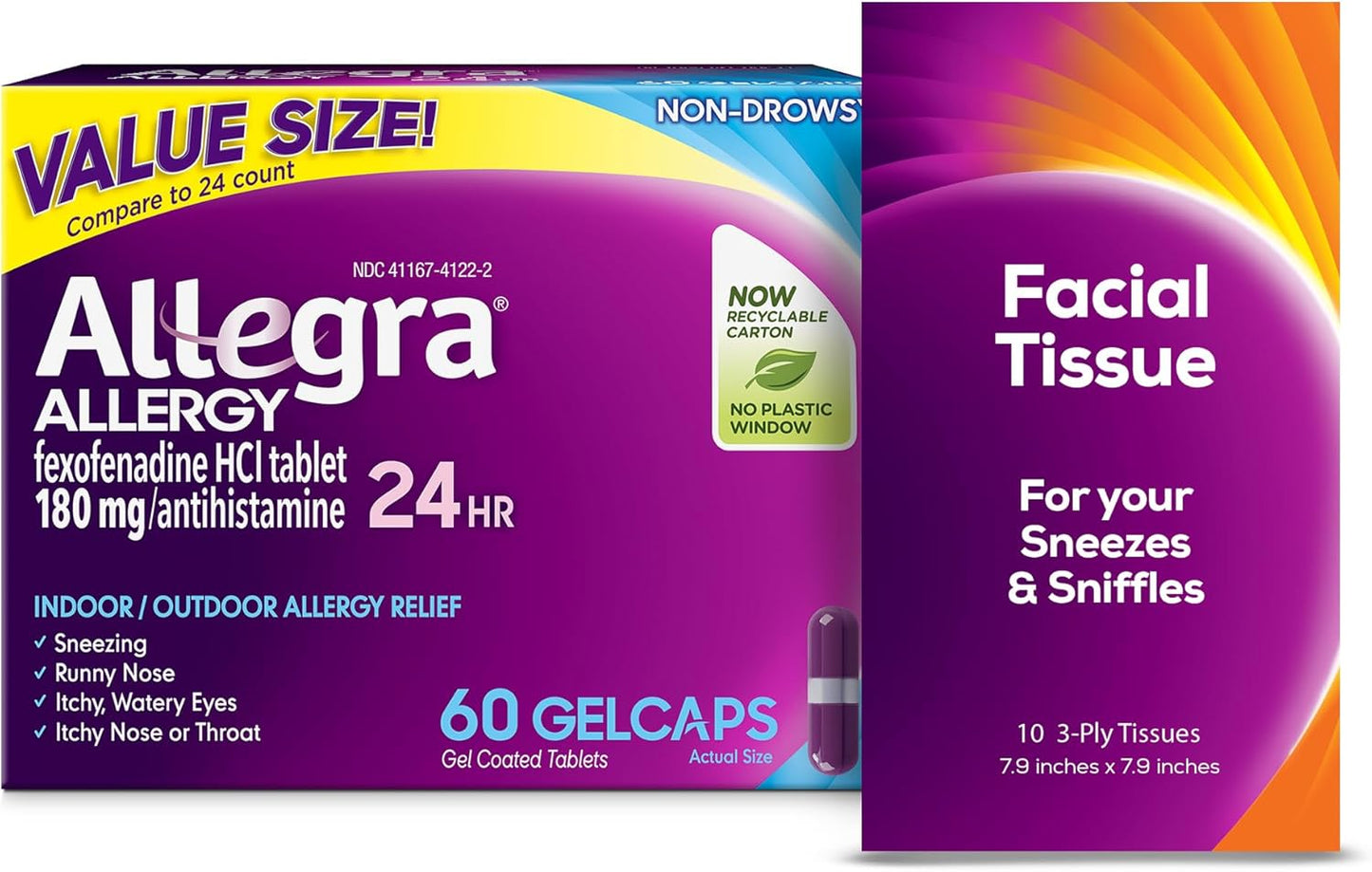 Allegra Adult 24-Hour Allergy Relief Gelcaps with Tissues