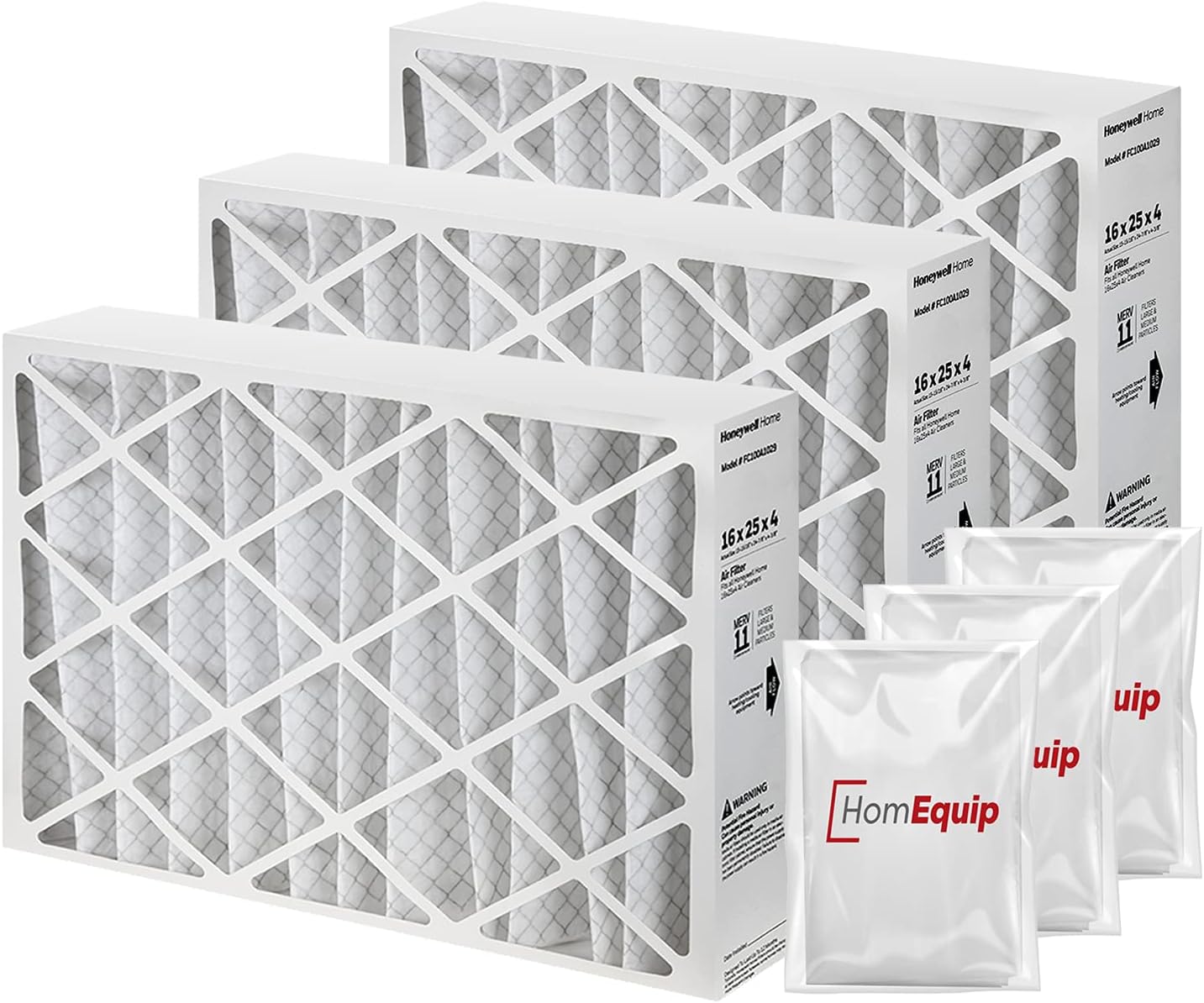 Furnace Filters 16x25x4 Merv 11 with Easy Disposal Bag - 3 Pack
