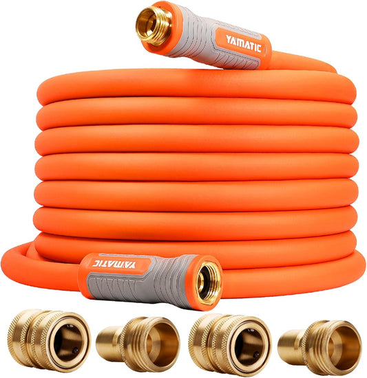 YAMATIC Garden Hose 5/8 in x 50 ft with Ergonomic Swivel Fittings