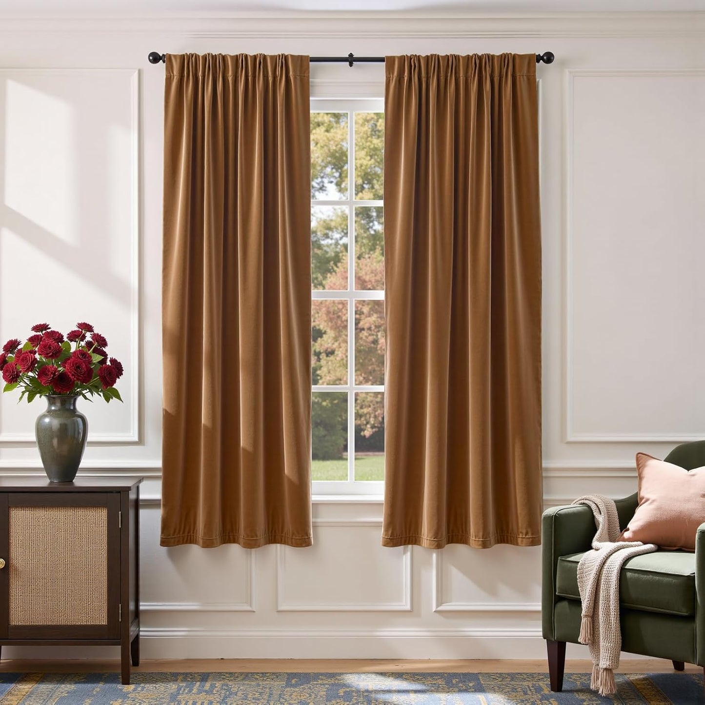 Lazzzy Velvet Curtains for Bedroom Living 72 Inch Length Drapes