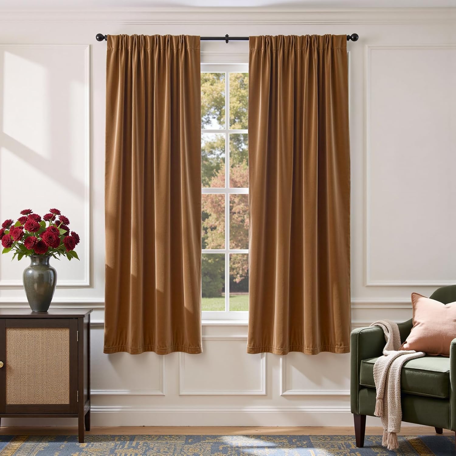 Lazzzy Velvet Curtains for Bedroom Living 72 Inch Length Drapes