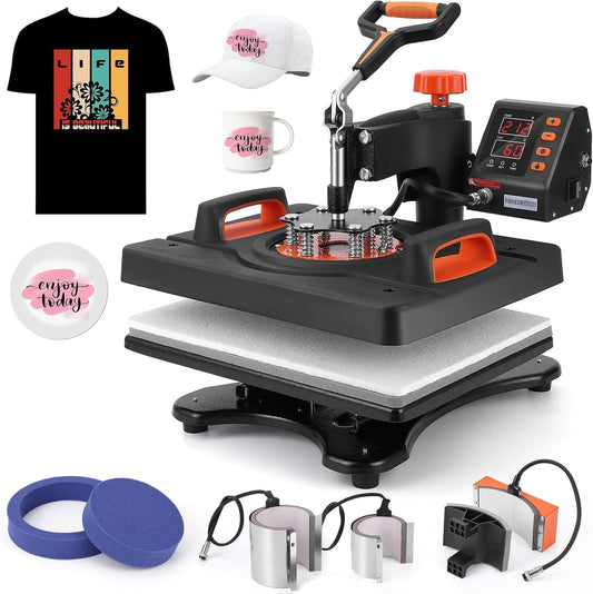 PioneerWorks 6 in 1 Heat Press Machine for T-Shirts and More