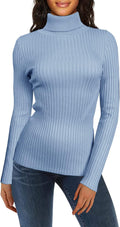 Turtleneck Ribbed Sweater for Women - Slim Fit Cozy Knit v28