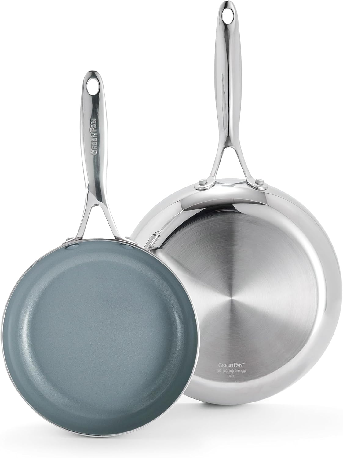 GreenPan Valencia Pro Tri-Ply Stainless Steel Frying Pan Set