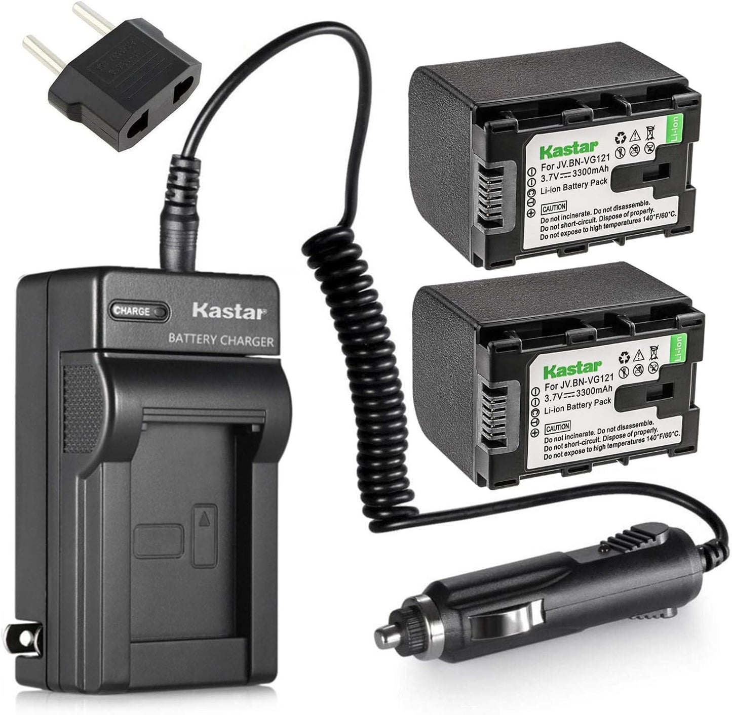 Kastar 2-Pack BN-VG121 Battery and Charger Kit for JVC Everio