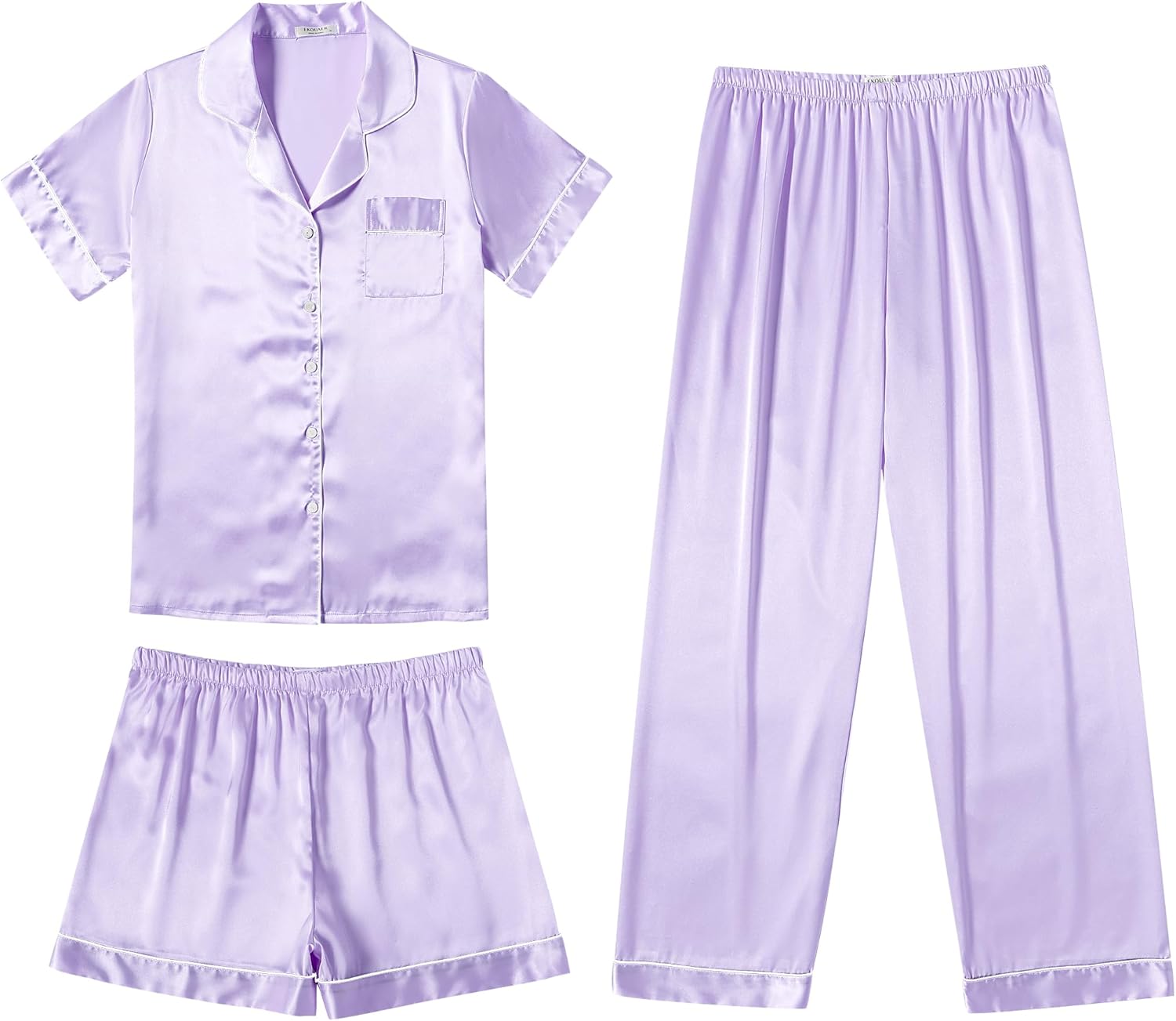 Ekouaer Silk Pajamas for Women Set Soft Satin Sleepwear