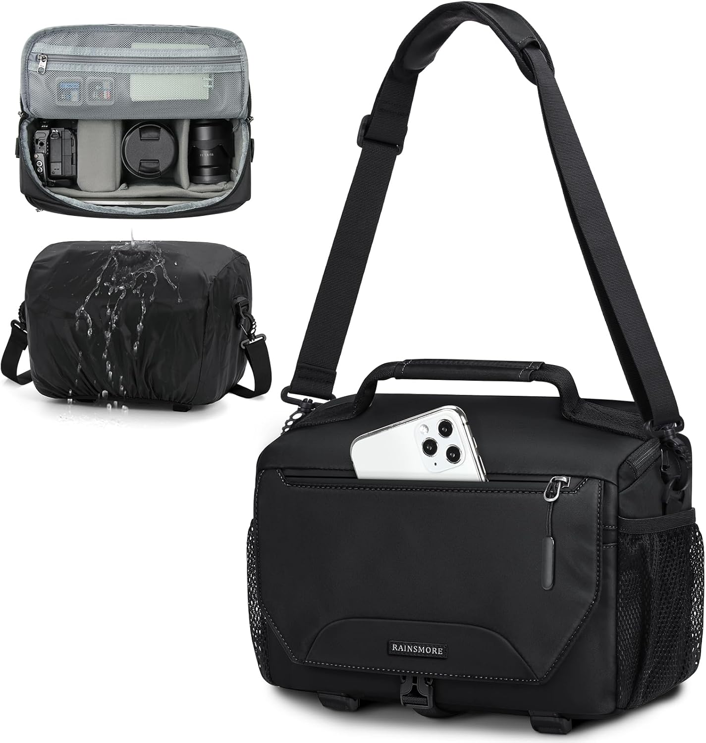 RAINSMORE Small DSLR Camera Sling Bag - Waterproof & Compact