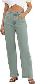 Womens Jeans High Waisted Straight Leg Loose Stretchy Lightweight Dry