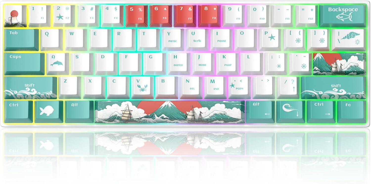 Wave-Themed RGB Mechanical Keyboard for PC Gamers