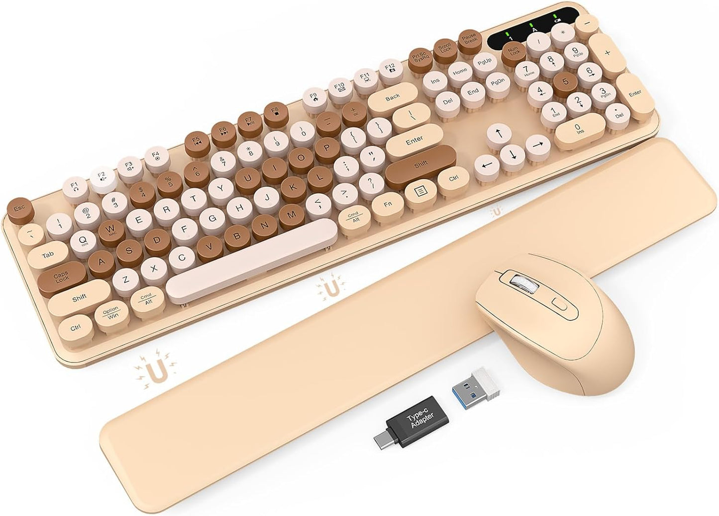 Retro Wireless Typewriter Keyboard - Ergonomic, Stylish Design - Trueque (Latte)