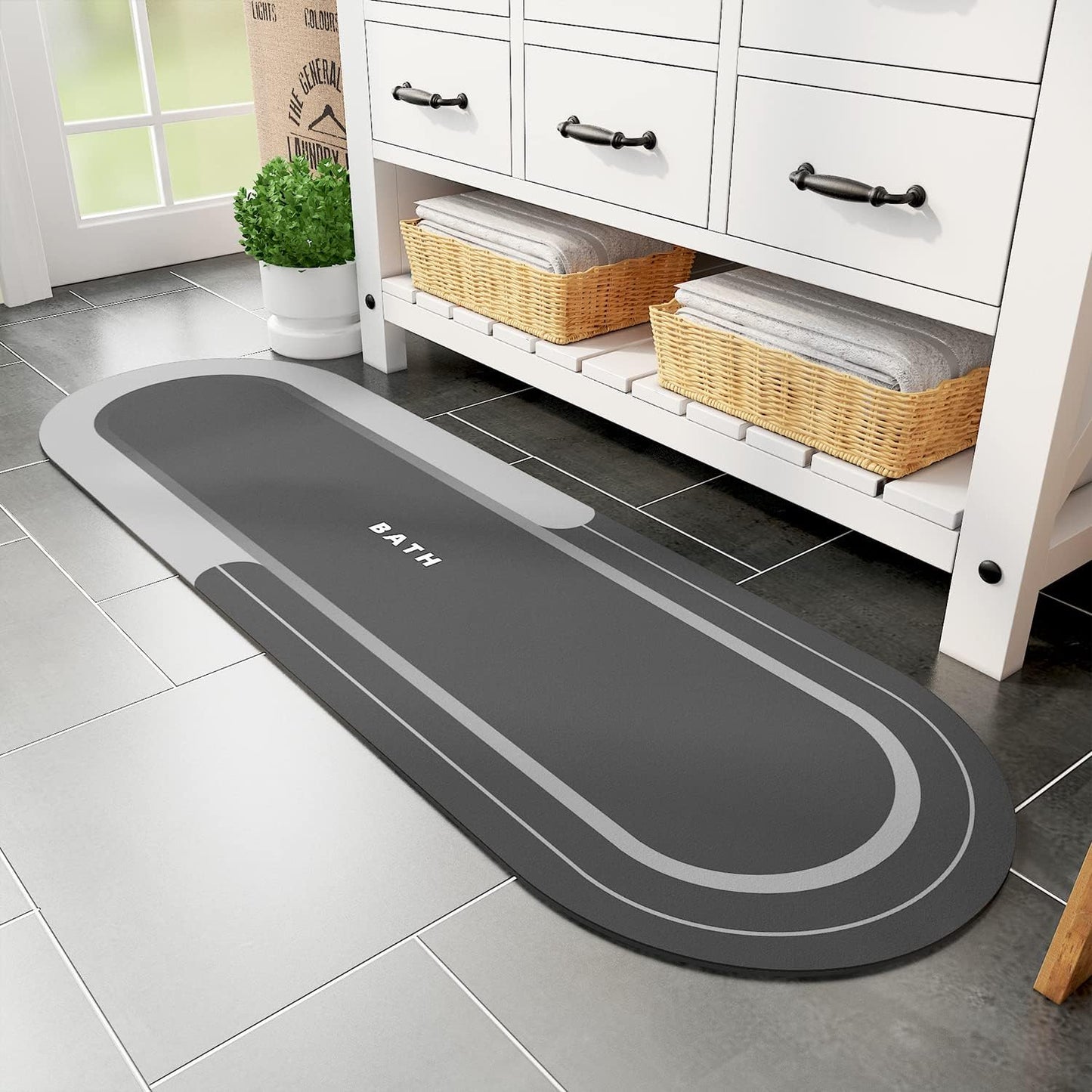 MontVoo Long Non Slip Bath Mat Runner - Quick Dry & Absorbent