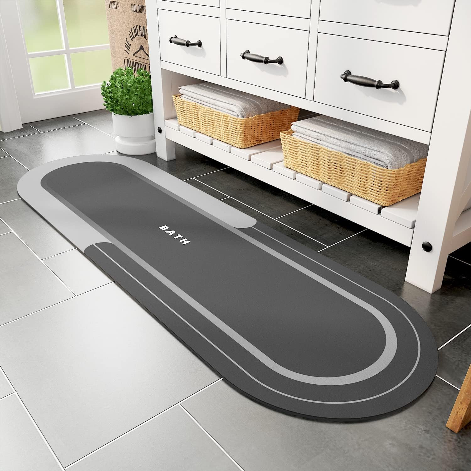 MontVoo Long Non Slip Bath Mat Runner - Quick Dry & Absorbent