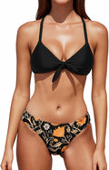 CUPSHE Women's Two Piece Bikini Set Floral Print Knot Bunny Tie Top