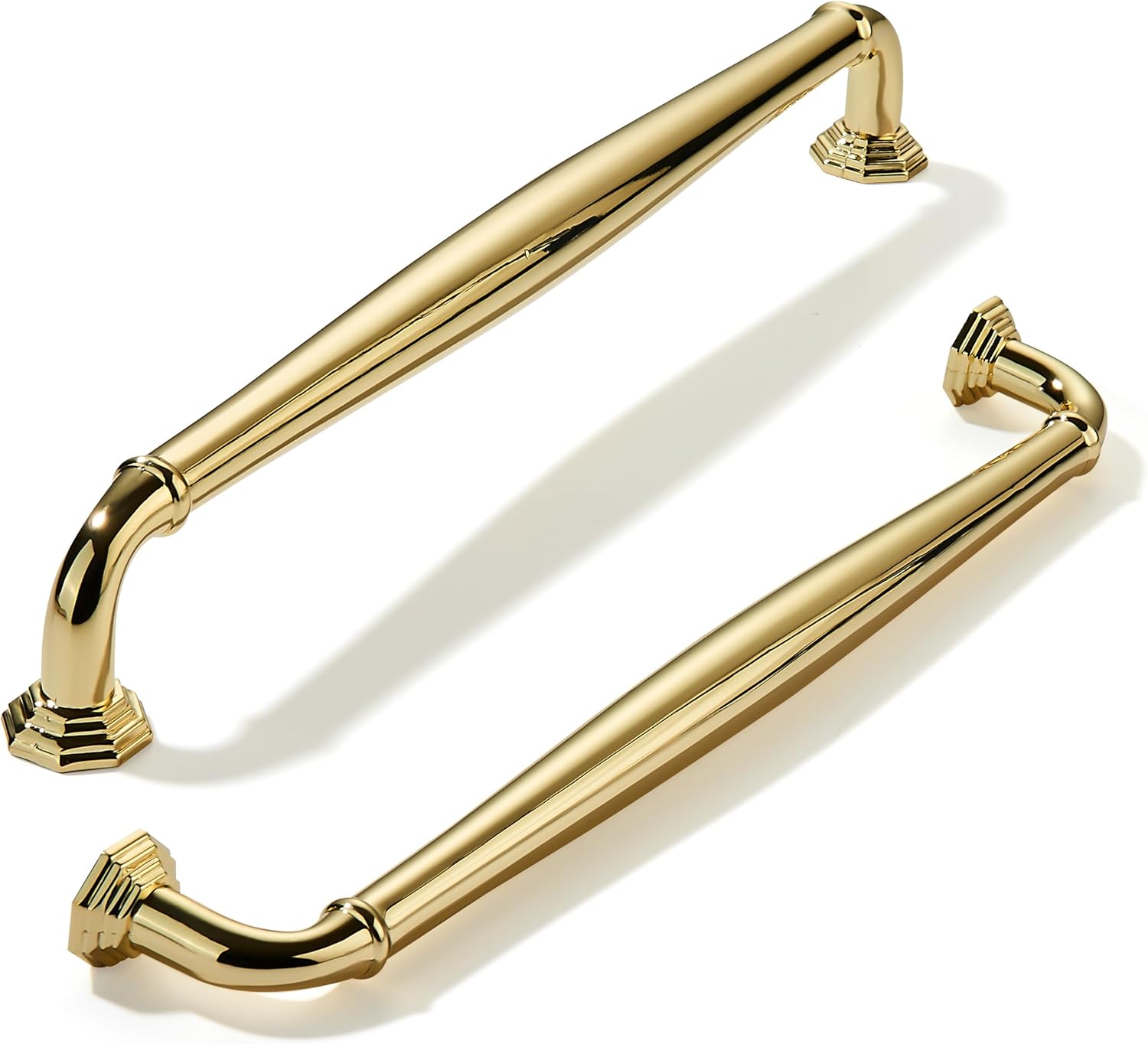 Polished Brass Cabinet Pulls - Heavy Duty 8 Inch Handles Set