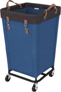 160L Rolling Laundry Basket with Wheels - Blue Large Rolling Hamper