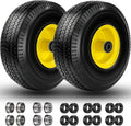 4.10/3.50-4 Flat Free Tire and Wheel - Durable 10in Solid Utility