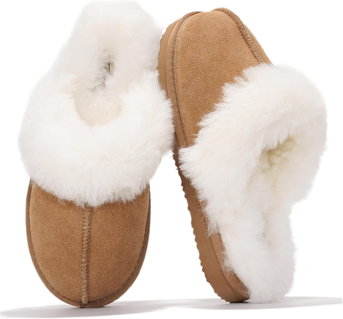 Project Cloud Genuine Leather Slippers for Women with Fur Lining
