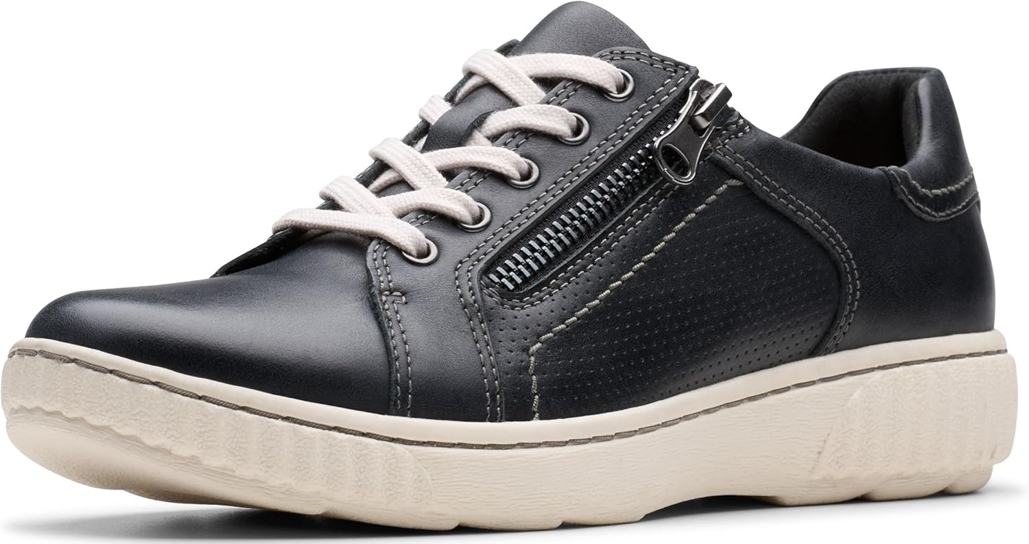 Clarks Womens Caroline Janna: Stylish Leather Sneakers for Comfort