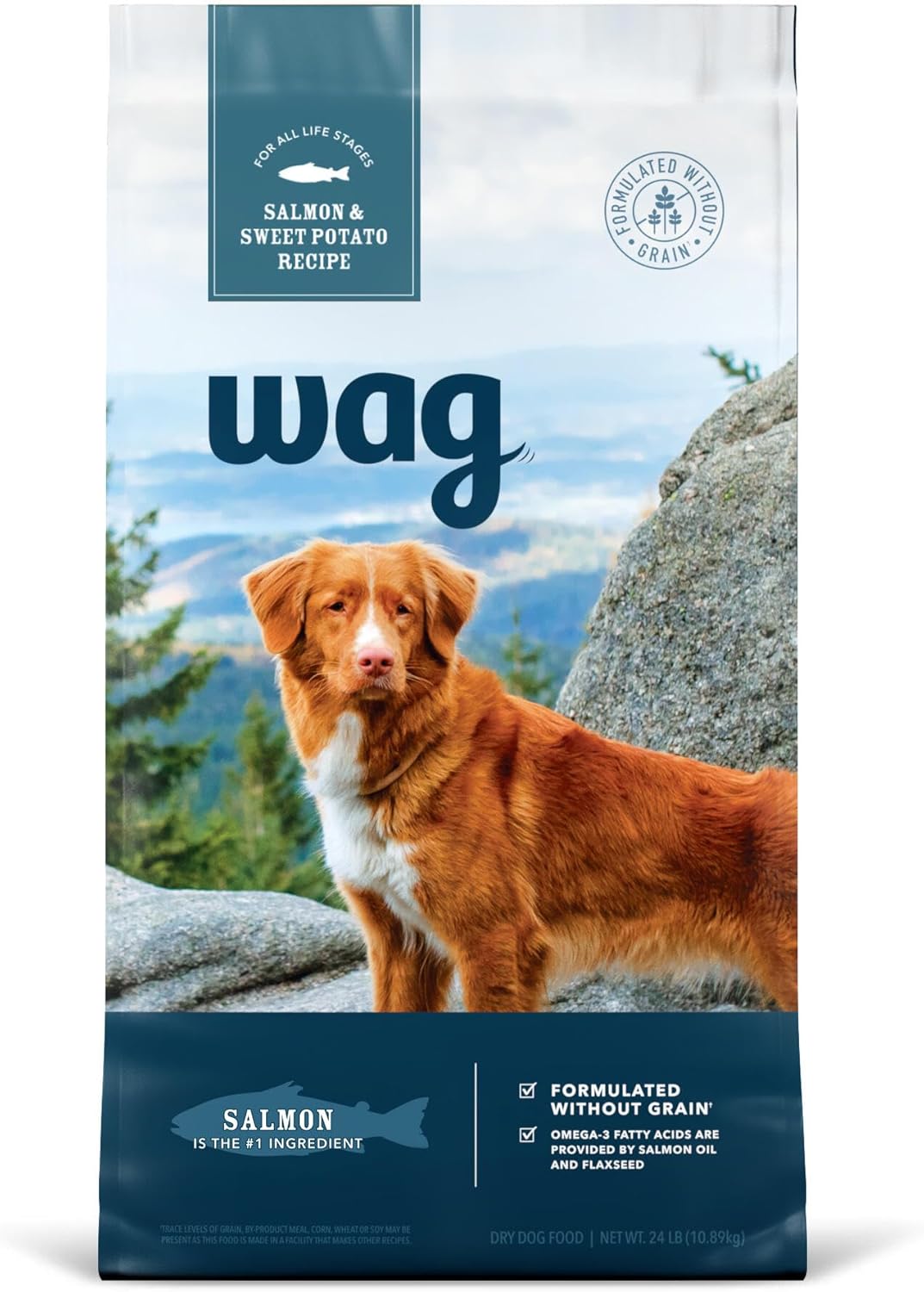 Wag Dry Dog Food with Salmon & Sweet Potato, Grain Free 24 lb