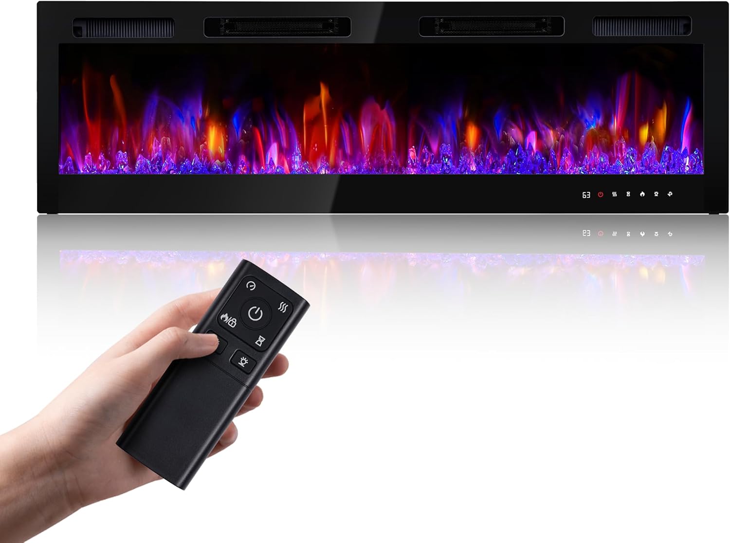 RealSmart 70 Electric Fireplace: Remote Control & 12 Flame Colors