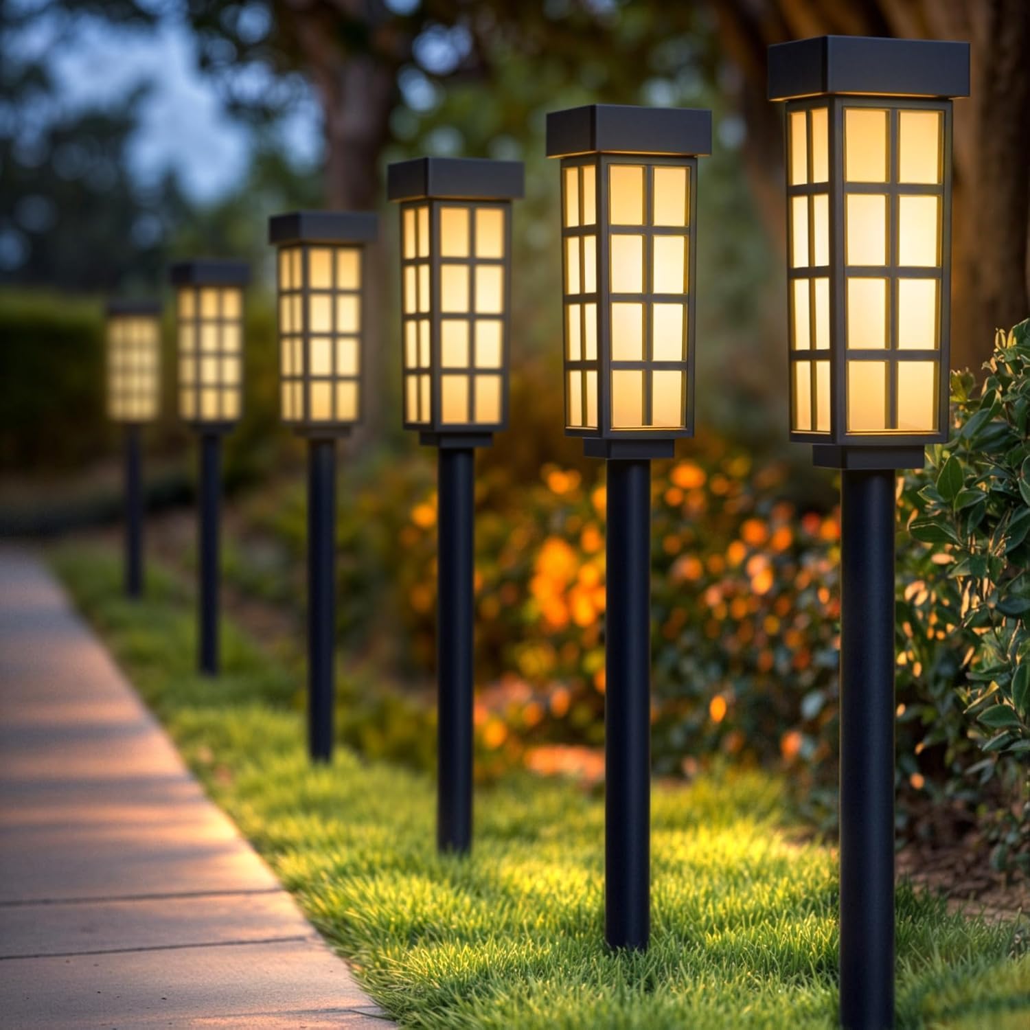 PASAMIC 24in Solar Pathway Lights for Elegant Outdoor Spaces