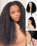 Headband Wig Human Hair Kinky Curly 16 in - Glueless, 200% Density