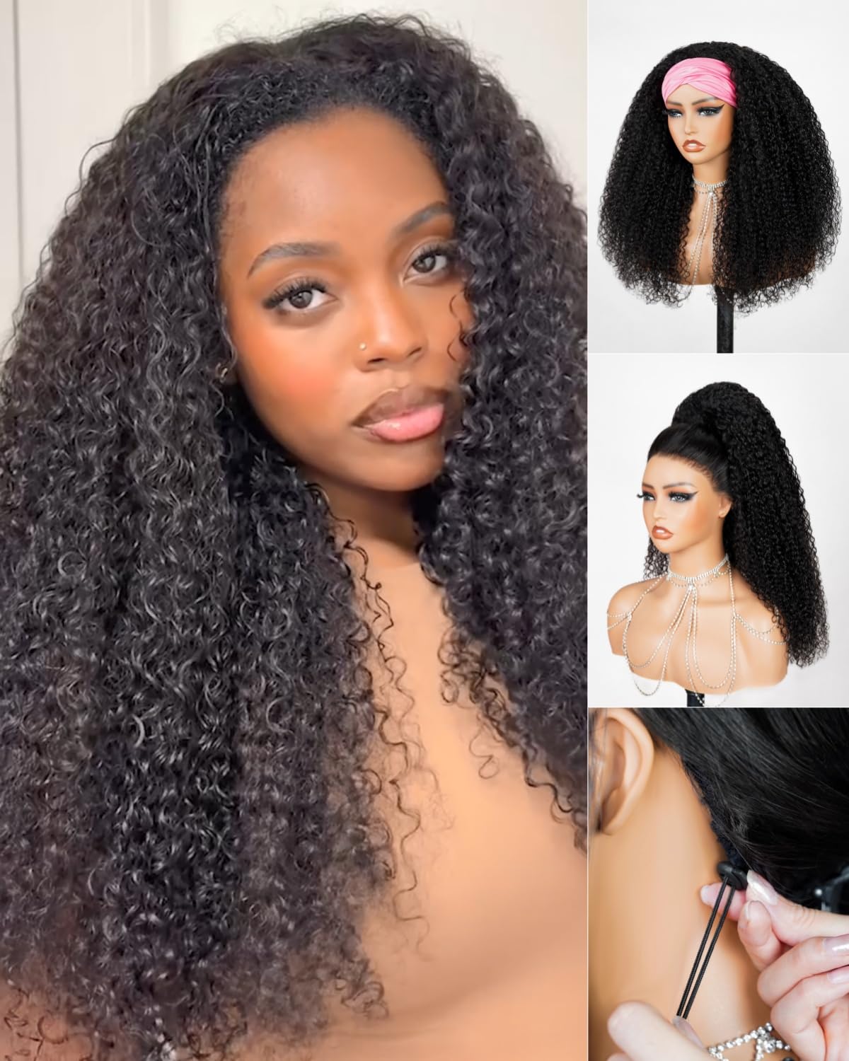 Kinky Curly Headband Wig Human Hair for Effortless Style