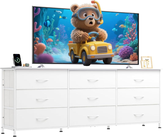 WLIVE 63ft' Wide Dresser for Bedroom with 9 Drawers and Storage