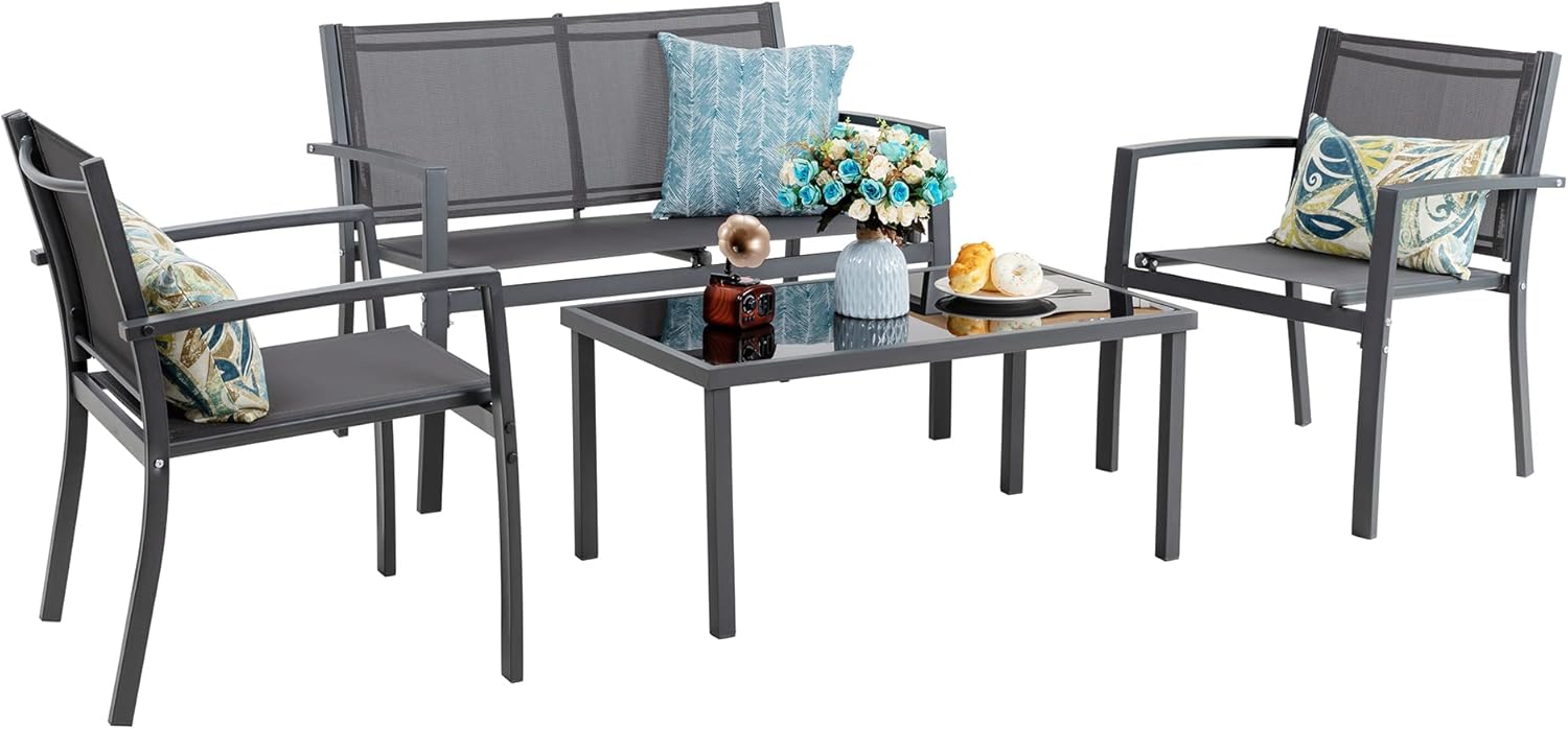 Vongrasig 4 Pieces Patio Furniture Set for Outdoor Relaxation