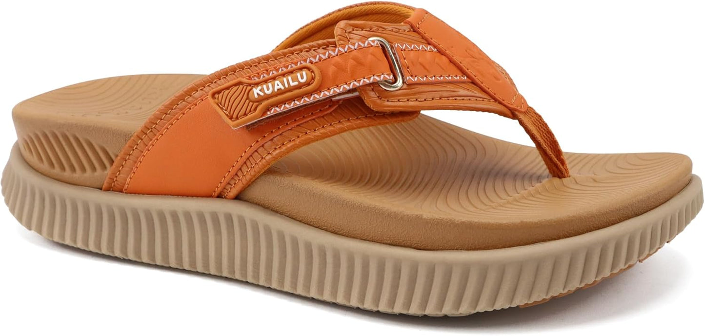 KuaiLu Womens Orthotic Cushion Flip Flops for Summer Comfort