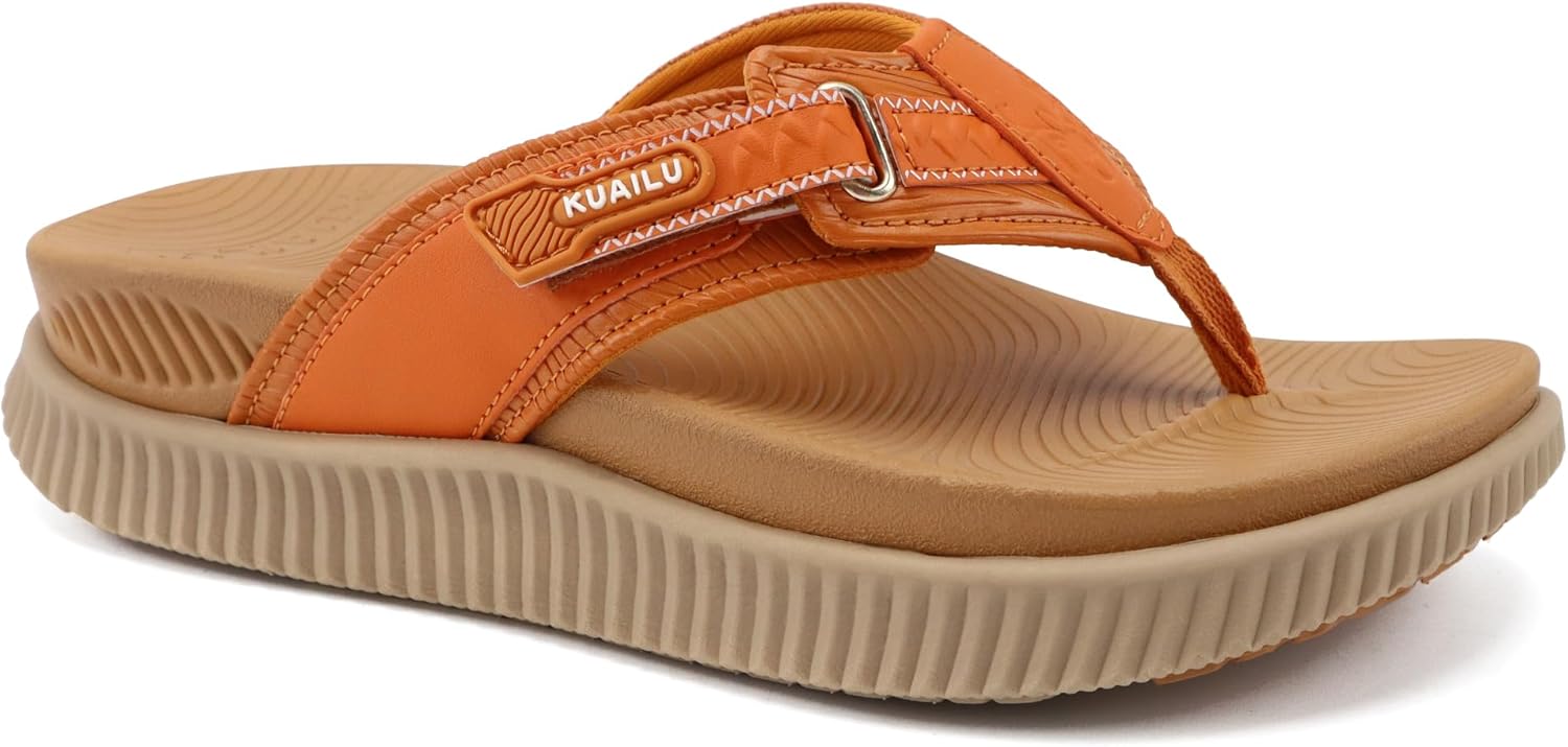 KuaiLu Womens Orthotic Cushion Flip Flops for Summer Comfort