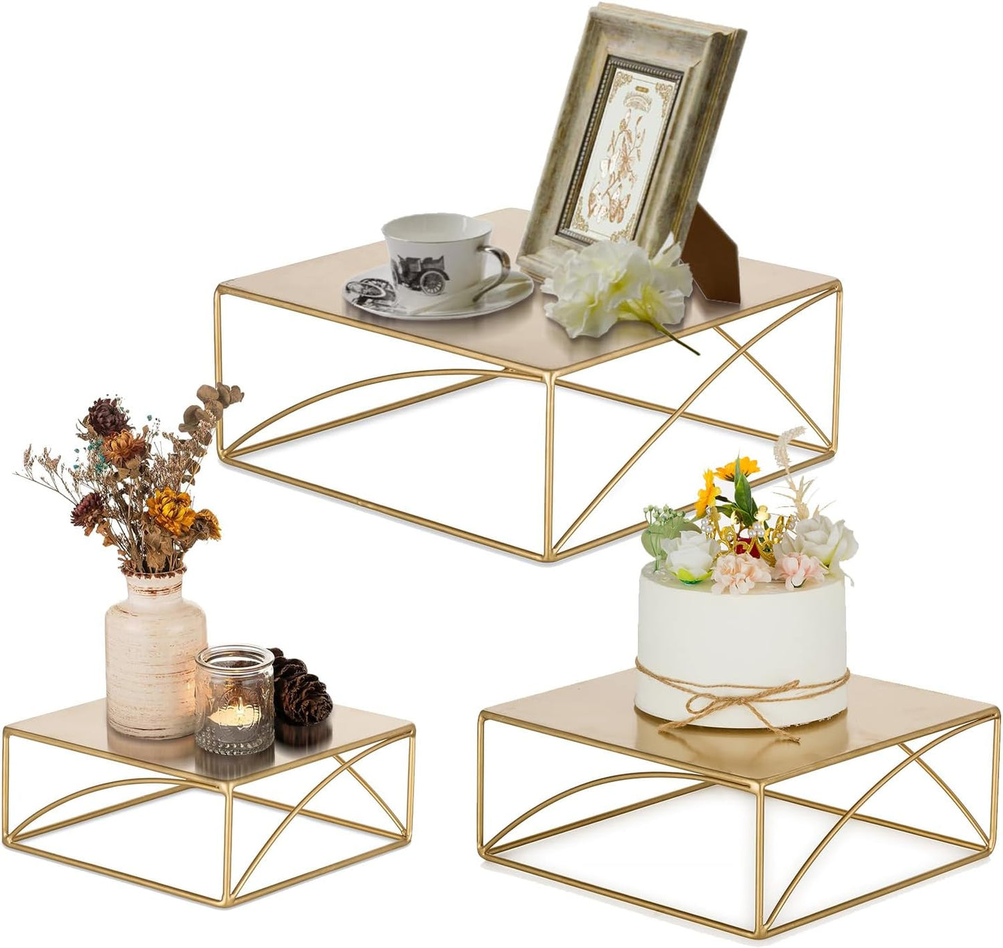 NUPTIO Cake Stand Set of 3 Metal Dessert Display Risers