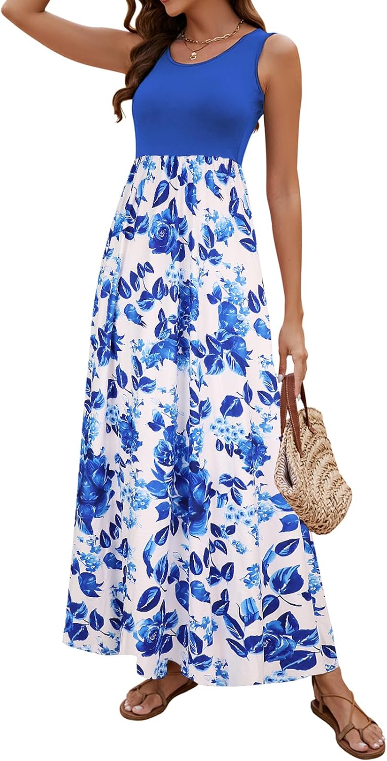 Boho Chevron Striped Floral Maxi Dress for Women by Sherosa