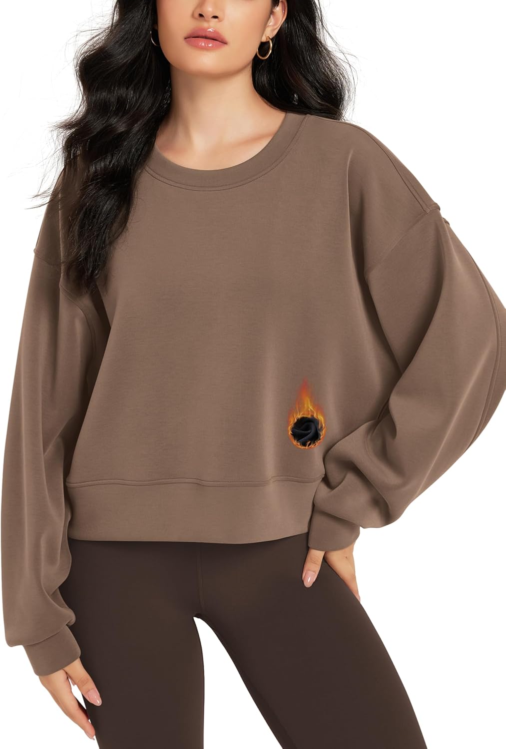 ODODOS Modal Soft Long Sleeve Cropped Sweatshirts for Women