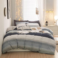 Cotton Twin XL Duvet Cover Gray Blue White Striped - Soft, Breathable