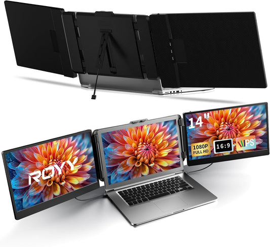 ROYY Triple Monitor Screen Extender - FHD 1080P Portable Laptop Attachment