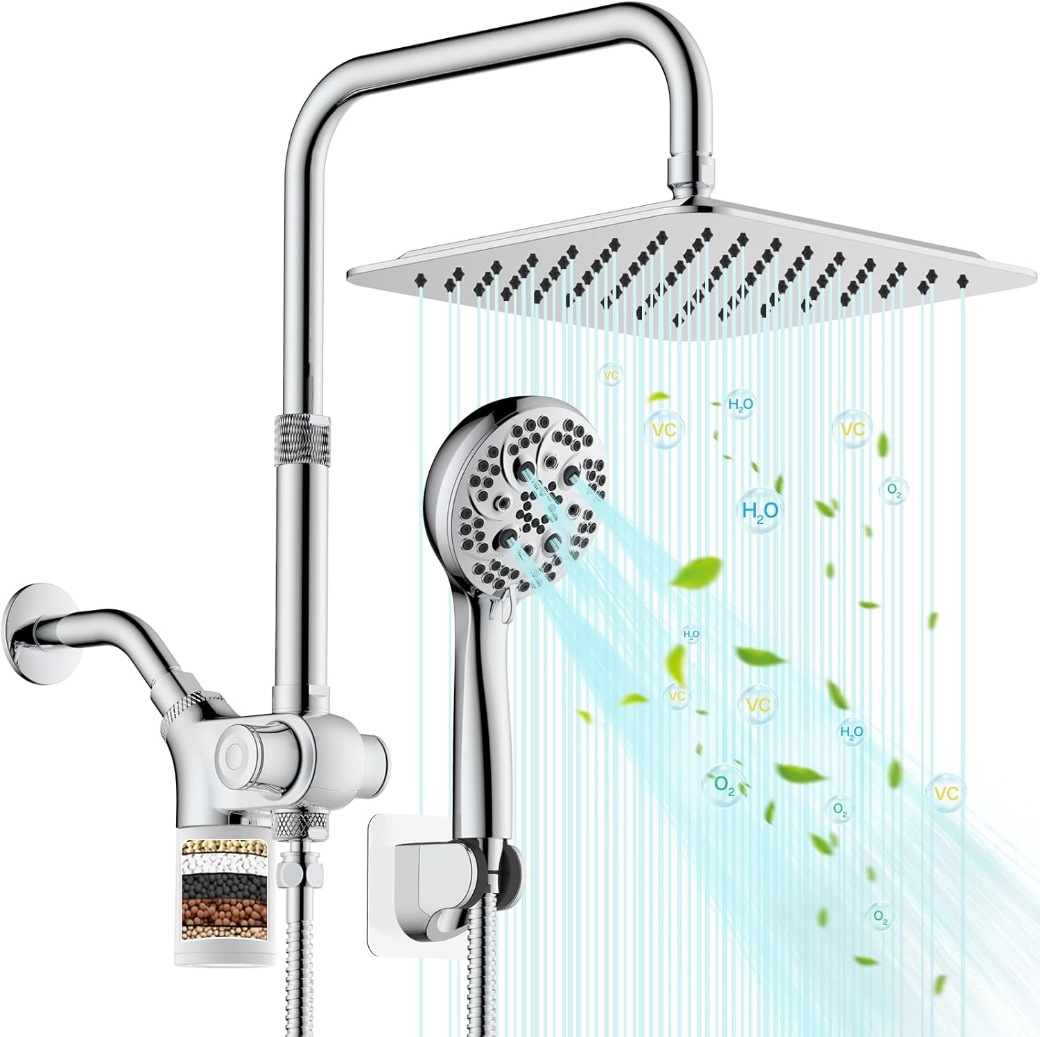 VXV 10 inch Filtered Shower Head with 7 Settings for Comfort