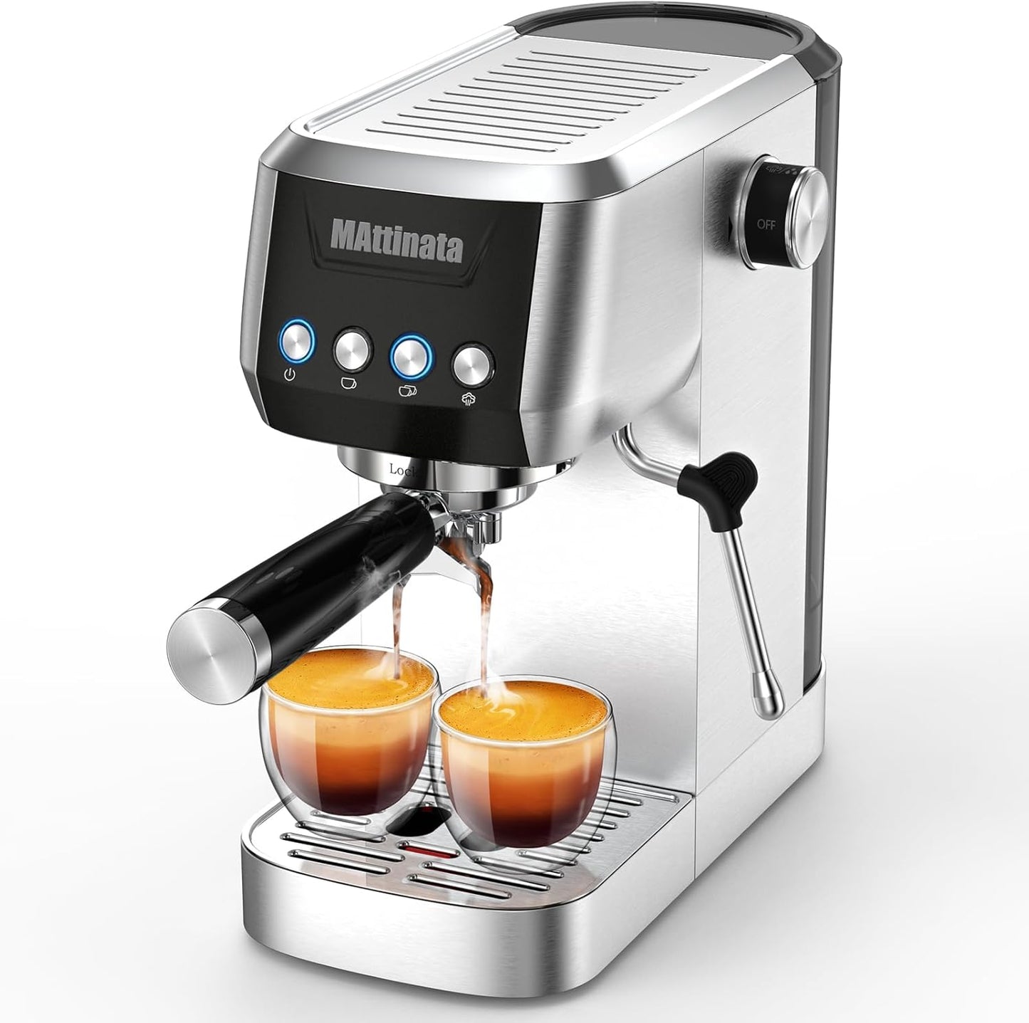 20Bar Espresso Maker: Compact Stainless Steel, Frother for Home & Office, Mattinata